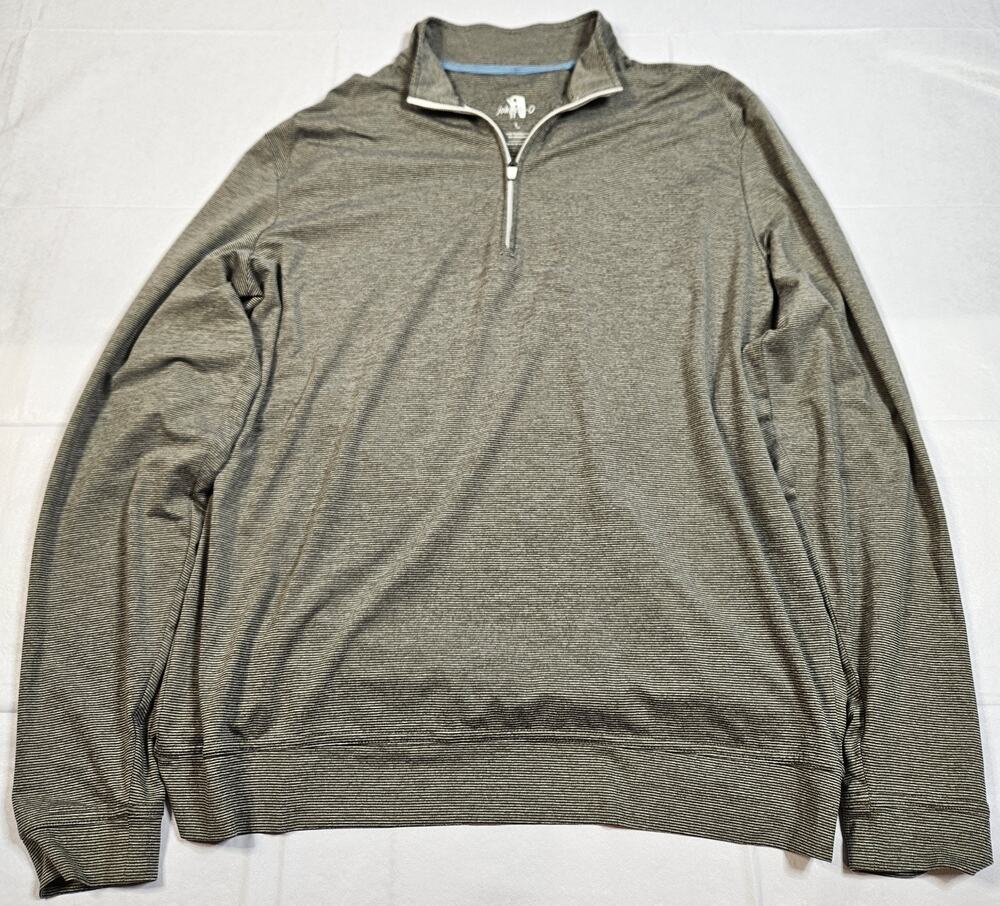 Johnnie-O Striped Flex 1/4 Zip Pullover Mens L Gray Stretch Golf Performance